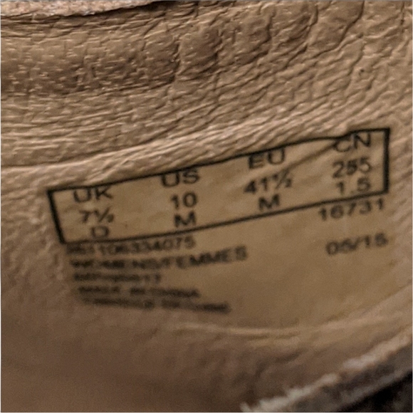 Clarks Okena chic peep toe leather mule stacked wood heel brown green 10M - Picture 10 of 14